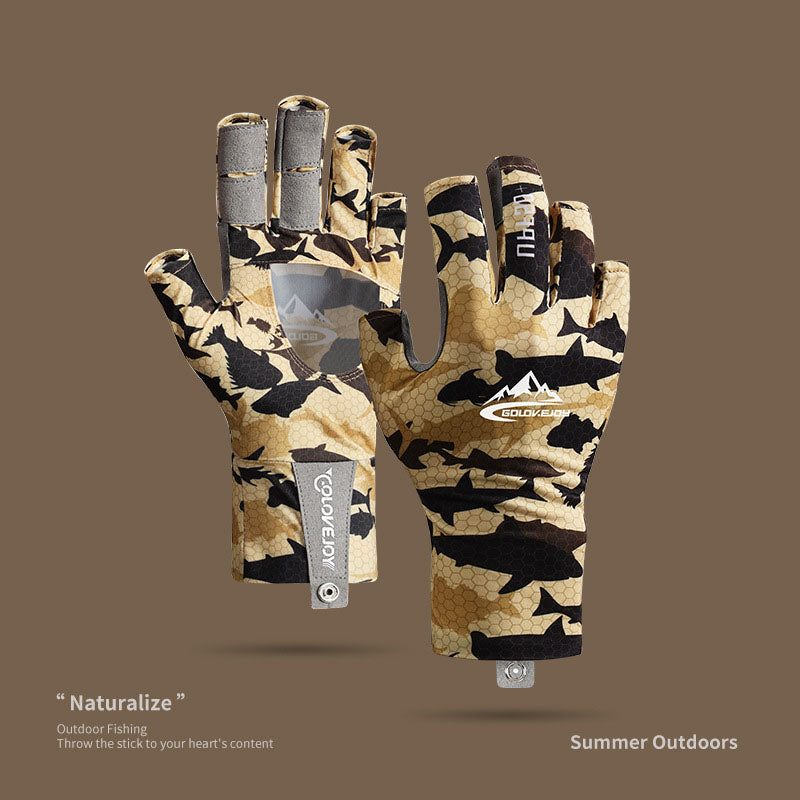 UPF50+ Tactical Fishing Gloves – Half Finger, Ice Silk & Sun Protection