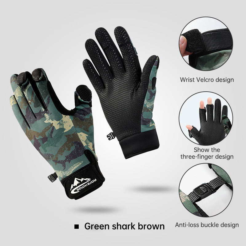 Thermal Three-Finger Fishing Gloves – Anti-Slip, Windproof & Velvet Lined