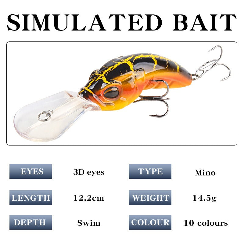 ABS Rock Minnow 10.4cm/14.5g – Deep Dive Crankbait with Triple Reinforced Hooks