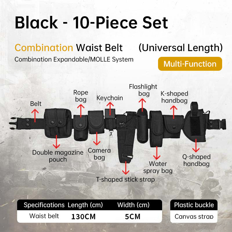 10-in-1 Operational Holster & Flashlight Pouch Set – MOLLE Compatible Duty Belt System