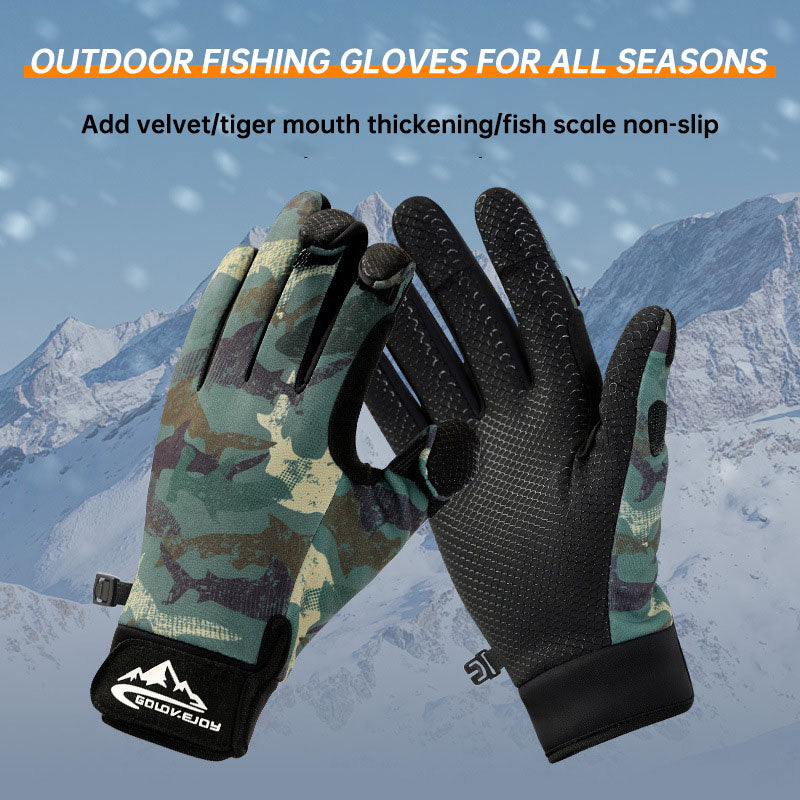 Thermal Three-Finger Fishing Gloves – Anti-Slip, Windproof & Velvet Lined