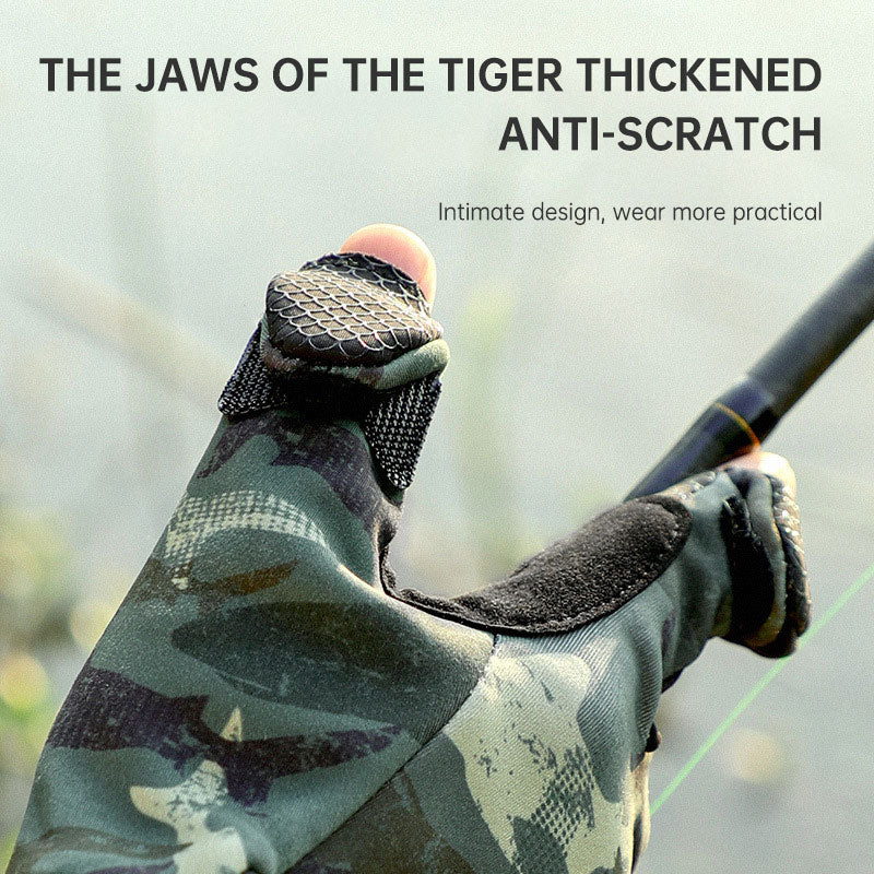 Thermal Three-Finger Fishing Gloves – Anti-Slip, Windproof & Velvet Lined