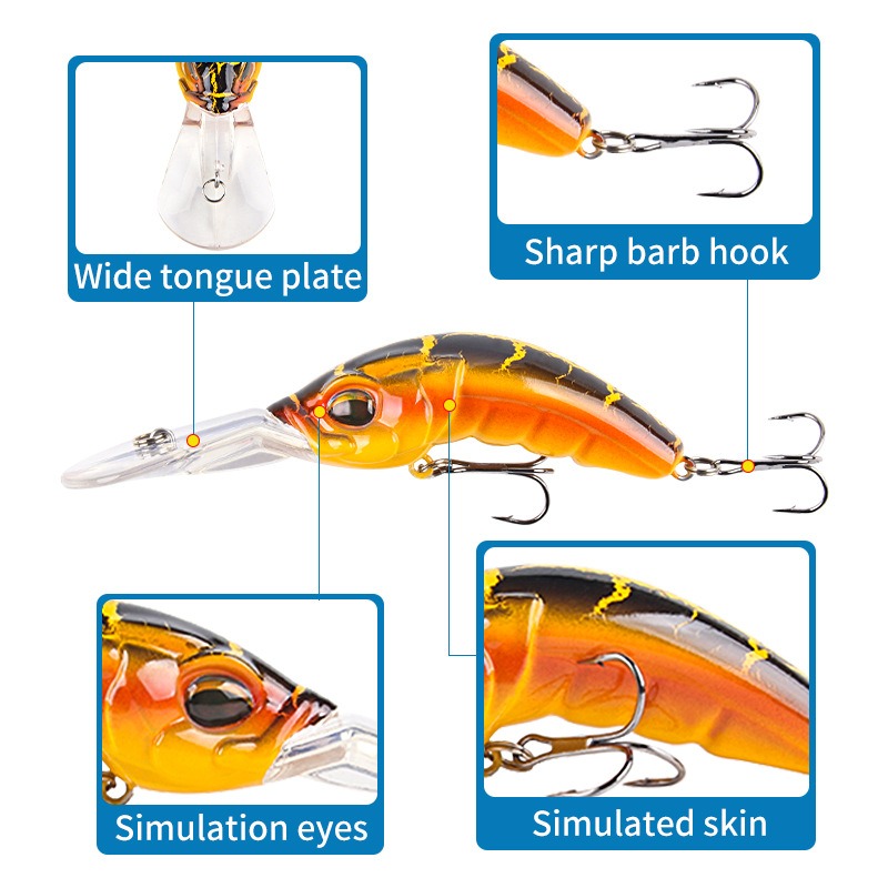 ABS Rock Minnow 10.4cm/14.5g – Deep Dive Crankbait with Triple Reinforced Hooks