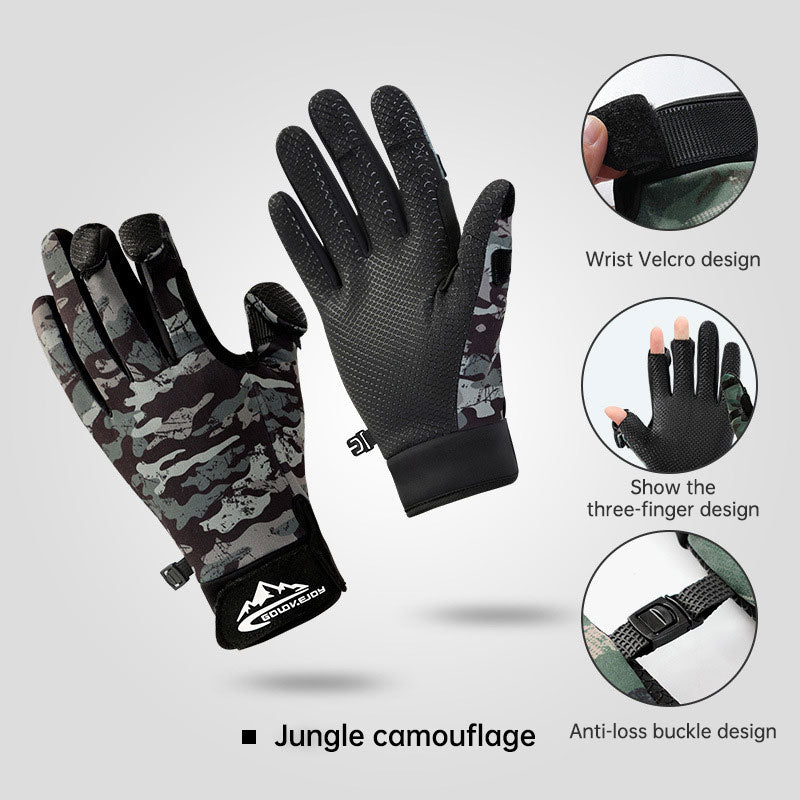 Thermal Three-Finger Fishing Gloves – Anti-Slip, Windproof & Velvet Lined