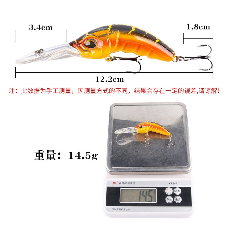 ABS Rock Minnow 10.4cm/14.5g – Deep Dive Crankbait with Triple Reinforced Hooks