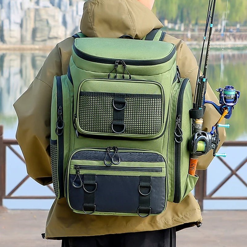Fishing Backpack with Rod Holder & Gear Organizer