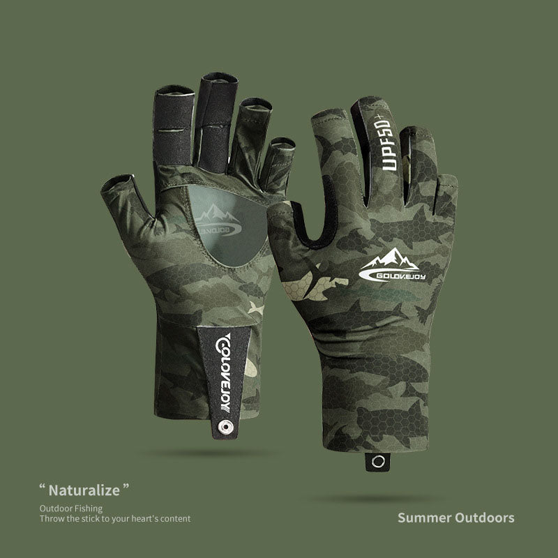 UPF50+ Tactical Fishing Gloves – Half Finger, Ice Silk & Sun Protection