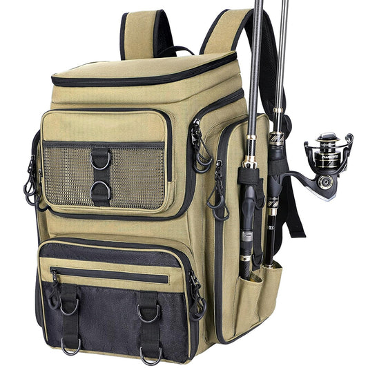 Fishing Backpack with Rod Holder & Gear Organizer