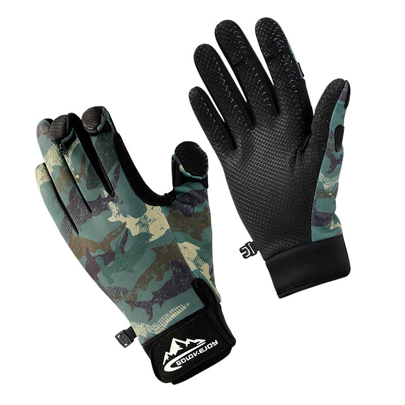Thermal Three-Finger Fishing Gloves – Anti-Slip, Windproof & Velvet Lined