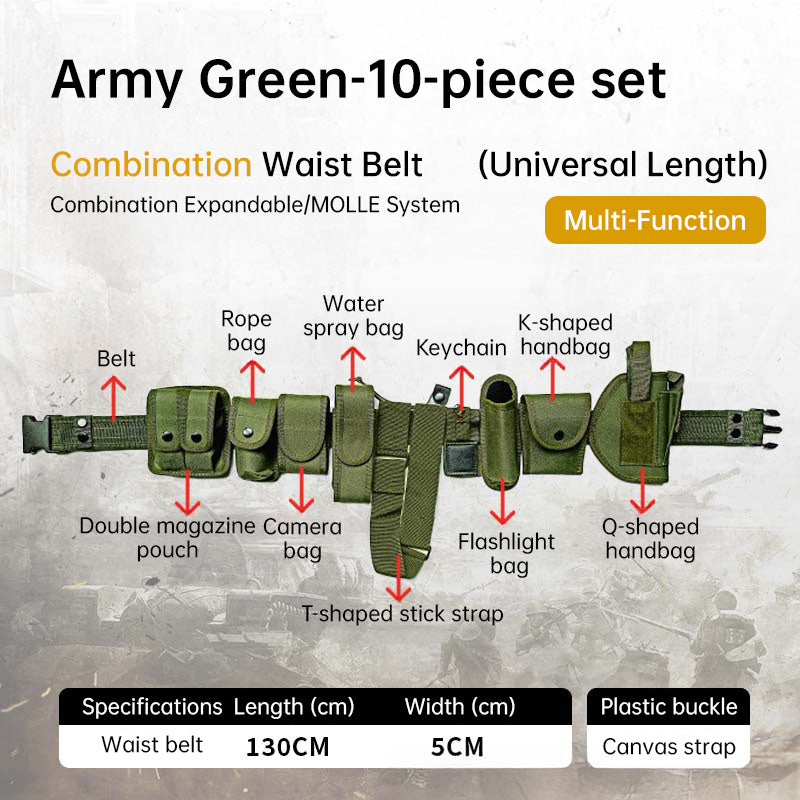10-in-1 Operational Holster & Flashlight Pouch Set – MOLLE Compatible Duty Belt System