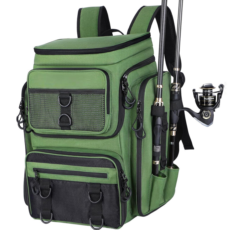 Fishing Backpack with Rod Holder & Gear Organizer