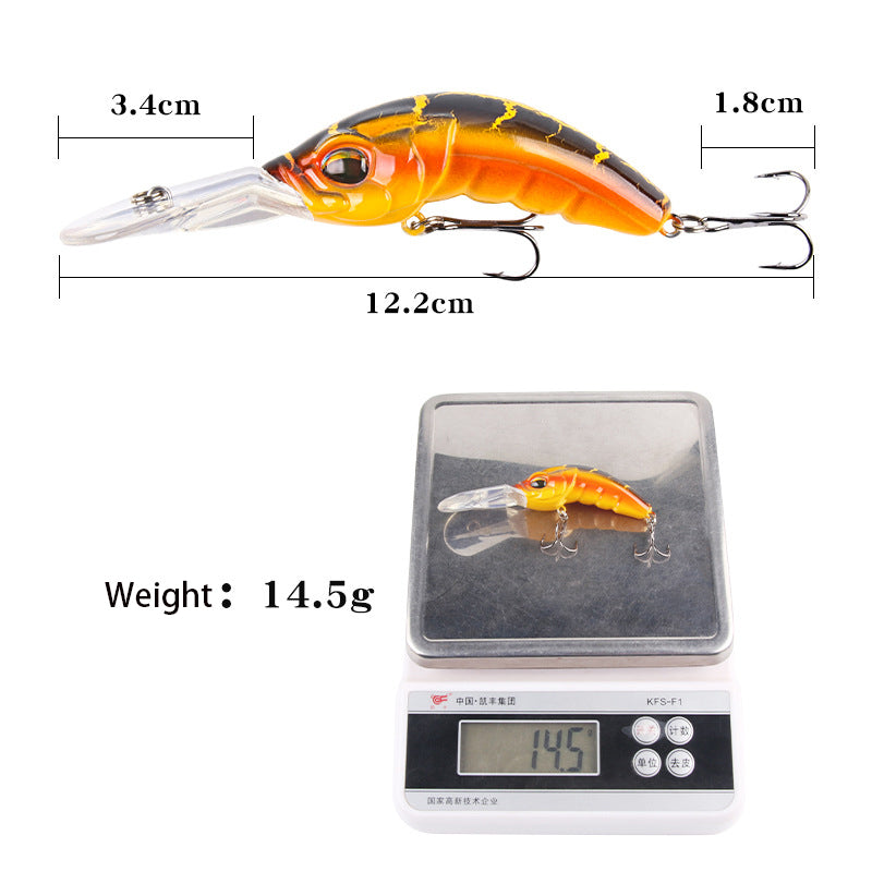 ABS Rock Minnow 10.4cm/14.5g – Deep Dive Crankbait with Triple Reinforced Hooks