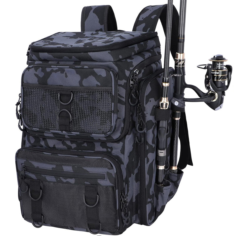 Fishing Backpack with Rod Holder & Gear Organizer